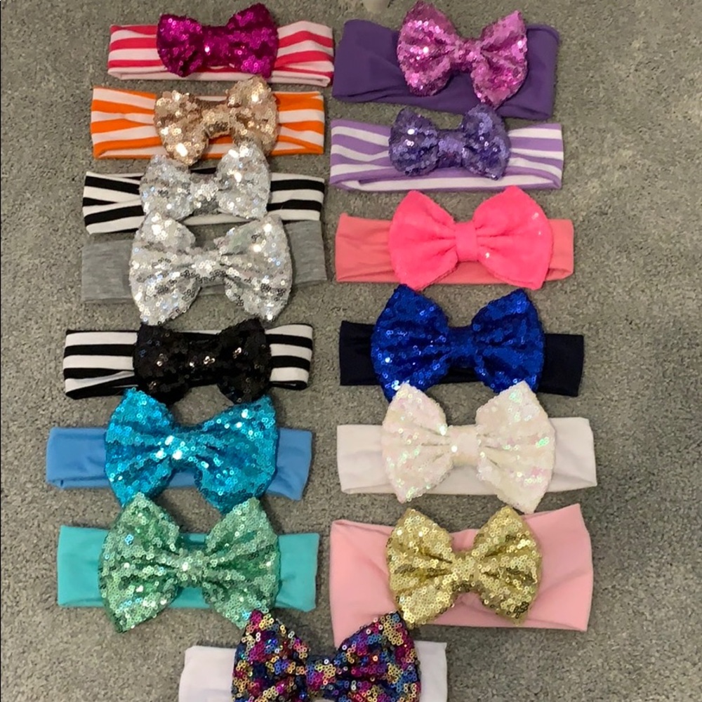 Glitter Bows (bundle of 14 headbands)